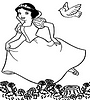 dla dziewczyn kolorowanka do wydruku z bajki Disney Królewna Śnieżka - bohaterka z gołąbkiem i trawką, dla dziewczynek